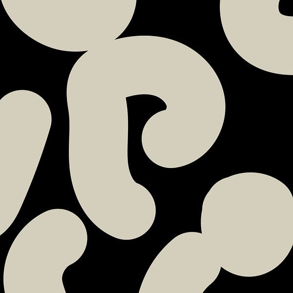 Boho Abstract Shapes. White on Black no. 7 by Dina Dankers