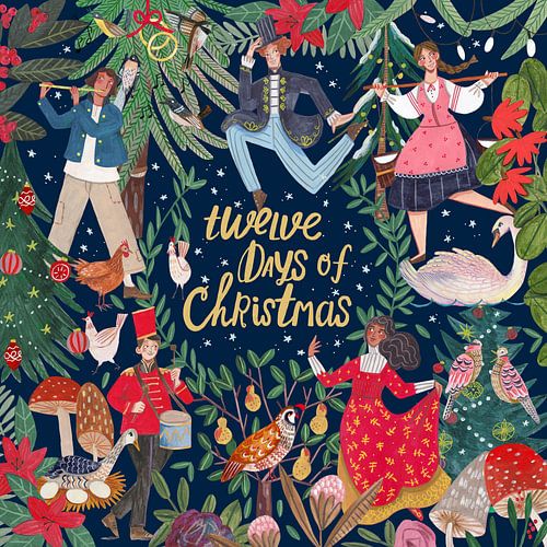 De 12 dagen met kerstmis lied illustratie