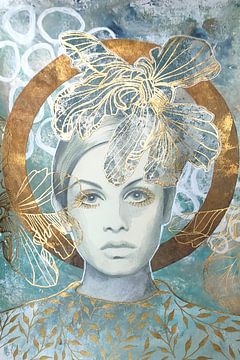 Blue and Gold Face | Collage