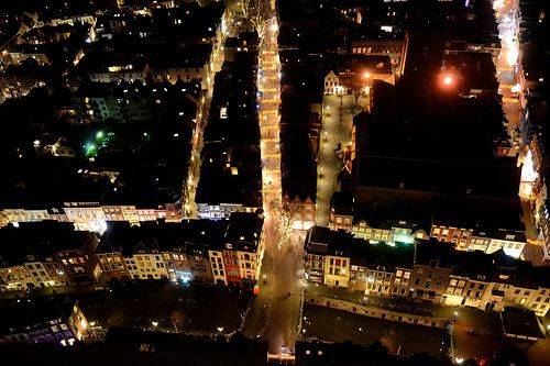Uitzicht vanaf de Domtoren in Utrecht, richting de Zadelstraat.