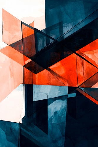 Abstract geometry in blue and red