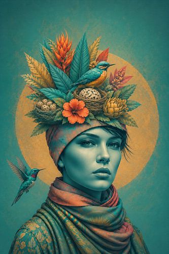 Bird Garden Muse – Surreale Blumenfrau