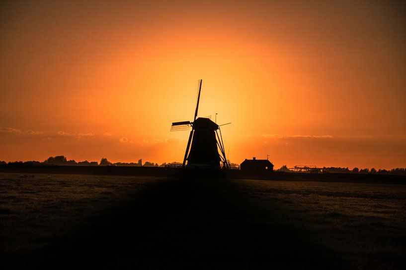 Sonnenuntergang Mühle von Wilco Bos