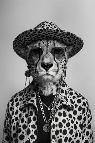 Guépard stylé en chapeau tendance et lunettes de soleil