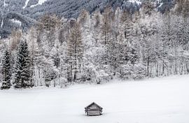 Hut in een sneeuwlandschap by Thomas Lang