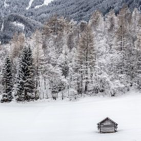 Hut in een sneeuwlandschap sur Thomas Lang