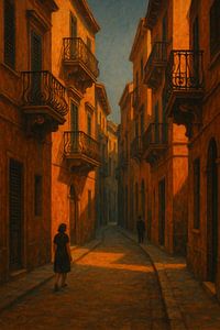 Palermo Evening Glow - Sizilianische Straße in der Abenddämmerung