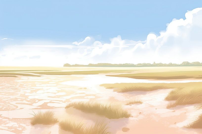 Beige Painting Serenade of Nature | Landscape by Eye catching paintings