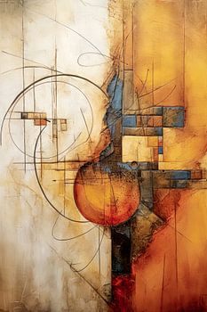 Abstract Geometrie – Oker, Rood en Blauw Kunst