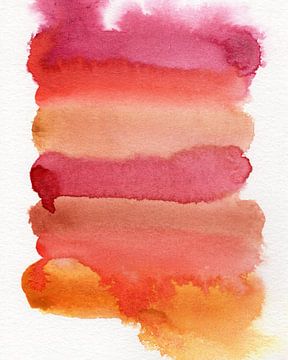 Aquarelle abstraite colorée en violet, rouge, marron et orange sur Dina Dankers