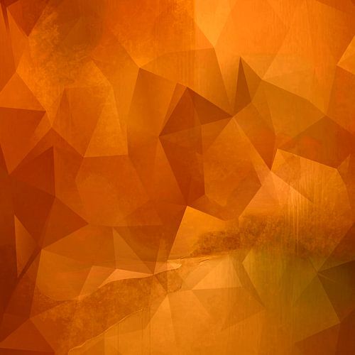 Moderne abstracte geometrische kunst. Driehoeken in koper, goud en geel