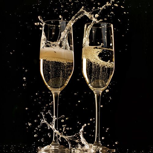 Champagne glazen splash
