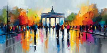 Brandenburger Tor Schilderij met kleurrijke accenten
