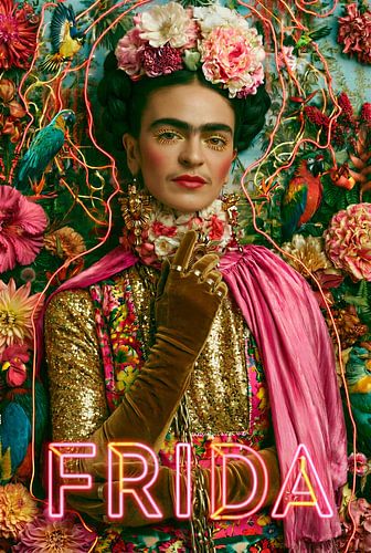 Frida: Iconic Splendour in Neon and Gold by She Creates Comics