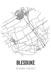Blesdijke (Fryslan) | Karte | Schwarz und Weiß