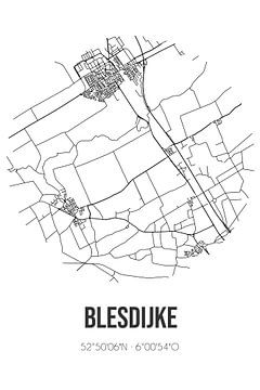 Blesdijke (Fryslan) | Landkaart | Zwart-wit van MijnStadsPoster