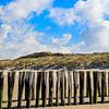 Strandpalen op een strand nabij Middelburg (Zeeland) van Laura V
