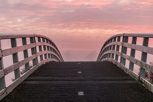 Pont avec ciel rose | Photographie de paysage art mural