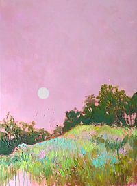 Roze groene heuvels van Ekaterina Prisich