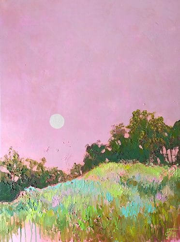 Collines roses et vertes