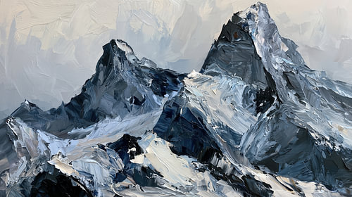 Berglandschap abstract blauw-grijs