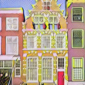 Pop Art Schilderij Haarlem Grachtenpand van Slimme Kunst.nl