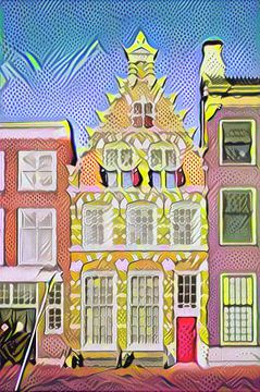 Pop Art Painting Haarlem Canal House by Slimme Kunst.nl