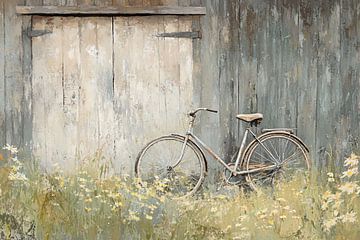 Vintage fiets tegen schuur van Imperial Art House