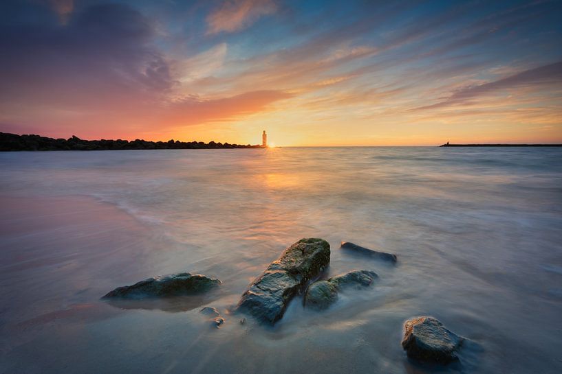 Landschap kust tijdens de zonsondergang van Original Mostert Photography
