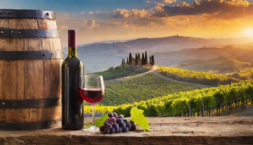 Vignoble avec verre de vin par Mustafa Kurnaz