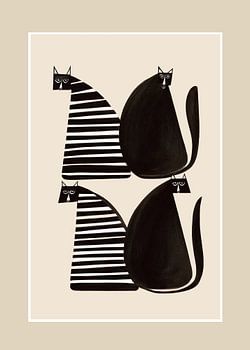 Minimalistische Katzen in Schwarz-Weiß