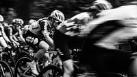 Cycle race in black and white