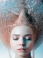 57. A girl, a woman, closing her eyes, absorbs and gives her creative vision to the world around her
