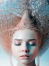57. Een meisje, een vrouw, die haar ogen sluit, absorbeert en geeft haar creatieve visie aan de were van Olga Sosova thumbnail