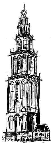Martinitoren Groningen zwart/wit