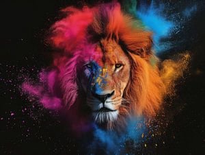 Life Fire - Lion coloré sur Eva Lee