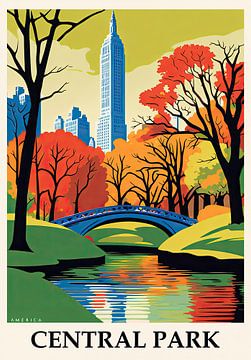 Travel Poster Central Park, New York City, USA by Peter Balan