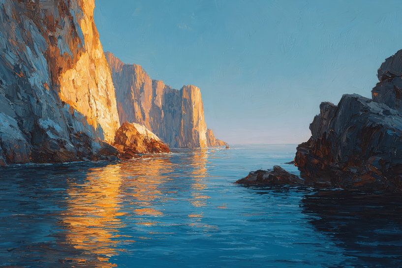 Cliffs of Capri - Sunrise oil painting by Niklas Maximilian