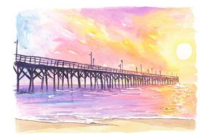 Topsail Island Surf City Beach Pier in der Morgensonne