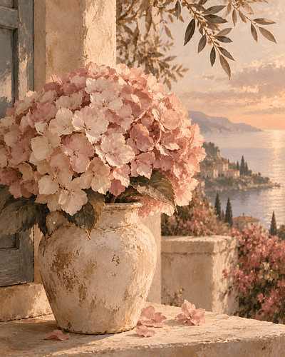 Hydrangea in the Mediterranean Sun
