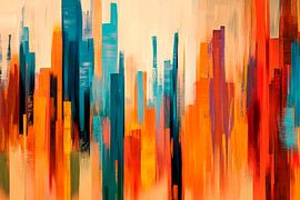 Farbige Stadtsilhouette im Aquarellstil von Poster Art Shop