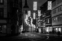 Erfurt Marktstraße zu Weihnachten Schwarz-Weiß