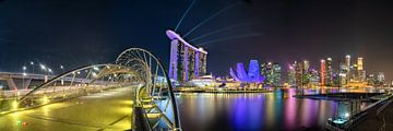 De Helix-brug bij Marina Bay Singapore van FineArt Panorama Fotografie Hans Altenkirch