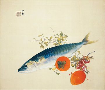 Takeuchi Seihō - Herfst vetmest de vis en rijpt de wilde vruchten (1925) van Peter Balan