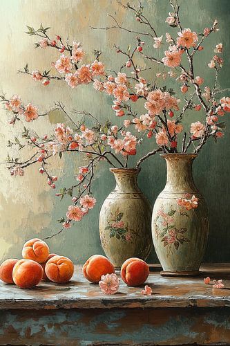 Stilleven met Perzikbloesems van Studio BB