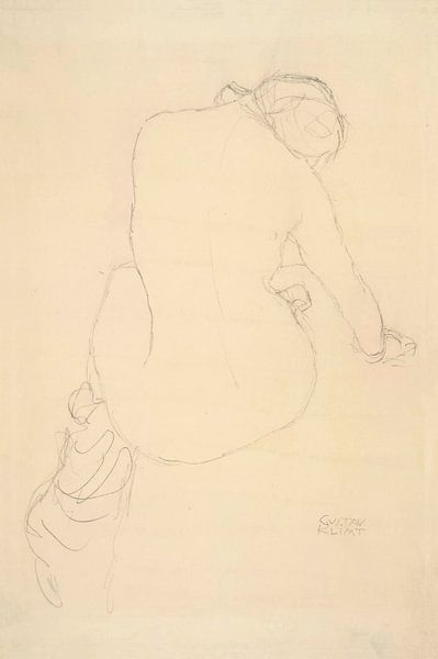 Sitzender Akt, Blick von hinten, Gustav Klimt von Meisterhafte Meister