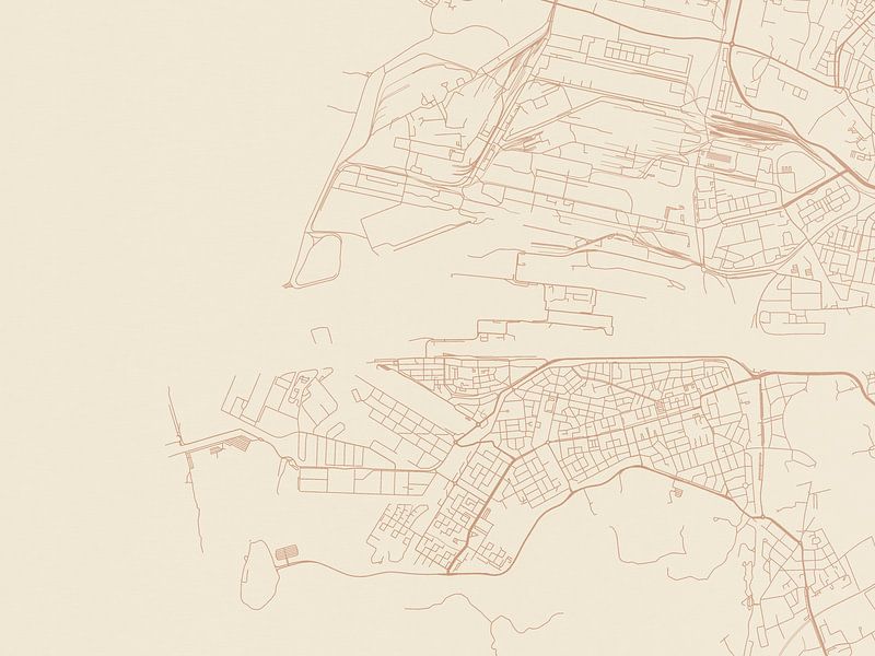 Terracotta style map of IJmuiden by De Kaartenwinkel