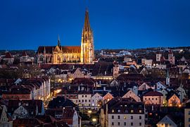 Regensburg vom Dreifaltigkeitsberg in der blauen Stunde