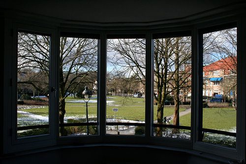 Kijk daar,  in het park.