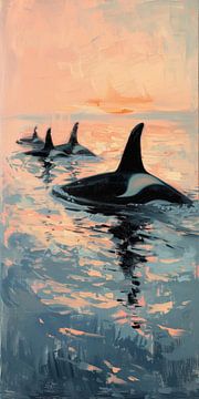 Sonnenuntergang mit Orcas von Whale & Sons